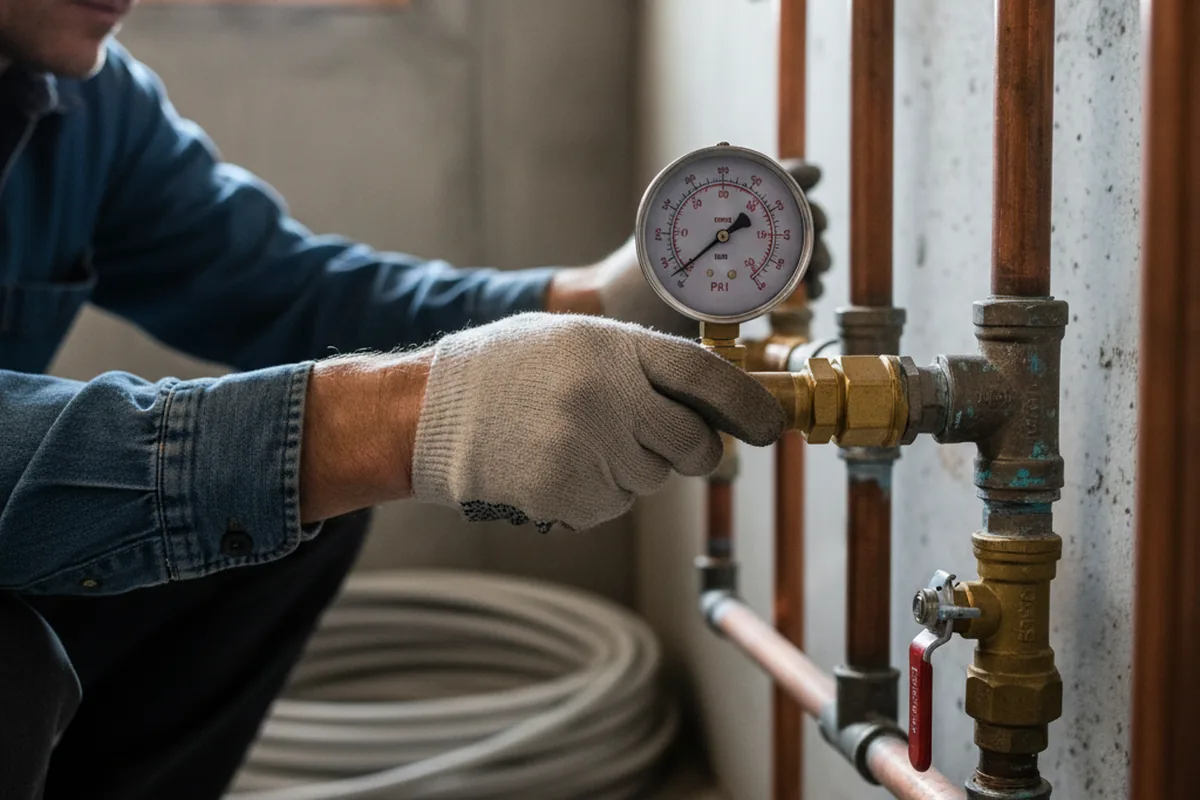 Pressure testing a repaired line during Water Line Repair in Trivoli